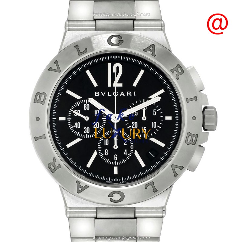 102330 - Bulgari Diagono Replica Watch Automatic Black Dial Steel Strap - Luxury Replica Watch