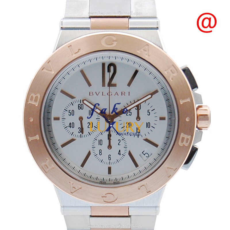 Bulgari 102332 Diagono Automatic 18kt Rose Gold Steel Silvery Dial Replica Watch - Luxury Replica Watch