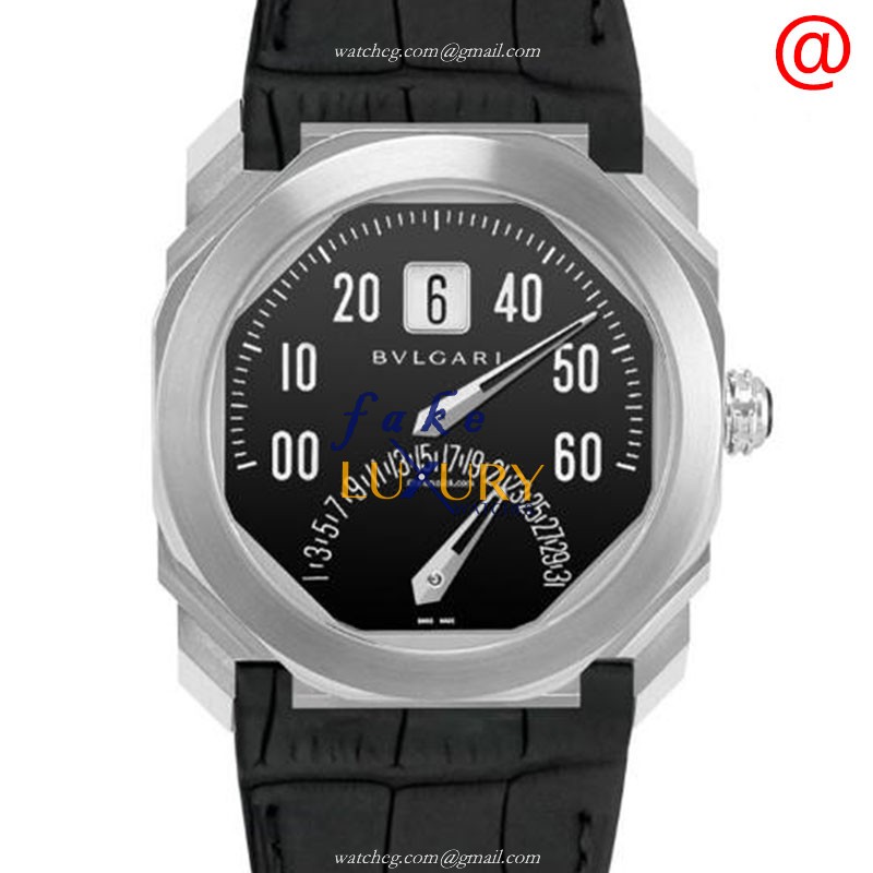 Bulgari Octo Finissimo 102369 Replica Watch, Automatic, Black Dial, Steel Case, Alligator Strap - Luxury Replica Watch