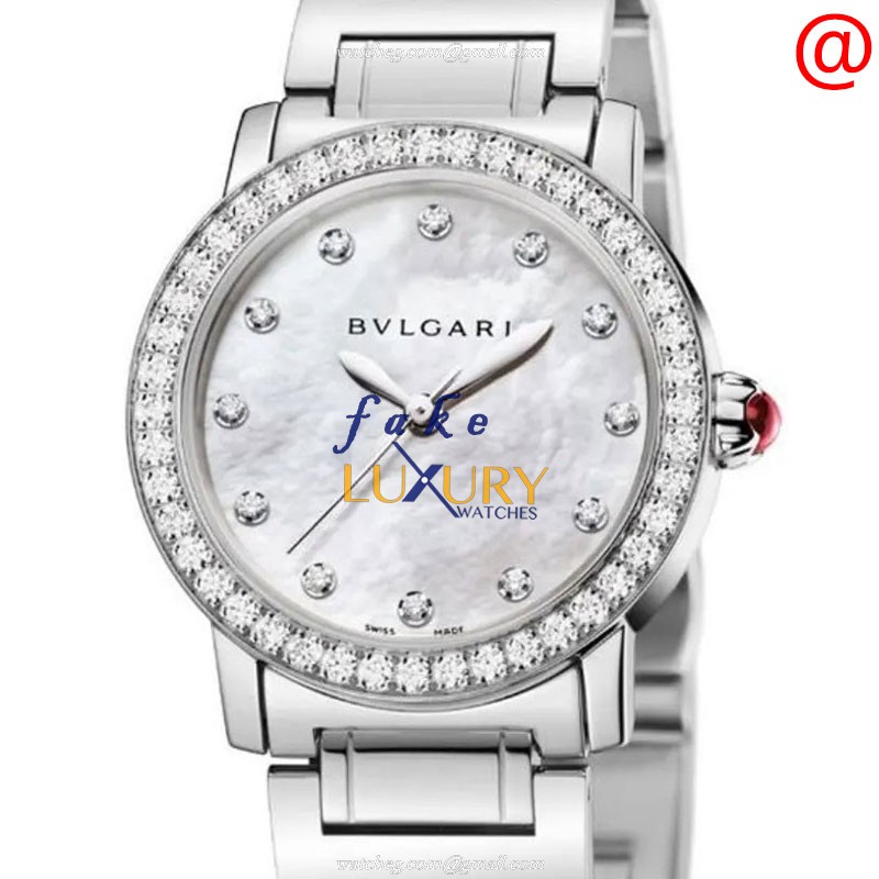 Bulgari 102375 Replica Watch Automatic Movement White Mother of Pearl Dial Stainless Steel - Luxury Replica Watch