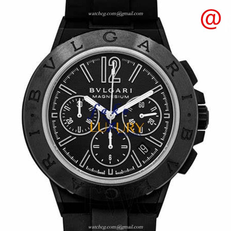 Bulgari Diagono 102428 - Replica Watch - Automatic - Steel Case - Black Dial - Rubber Strap - Luxury Replica Watch