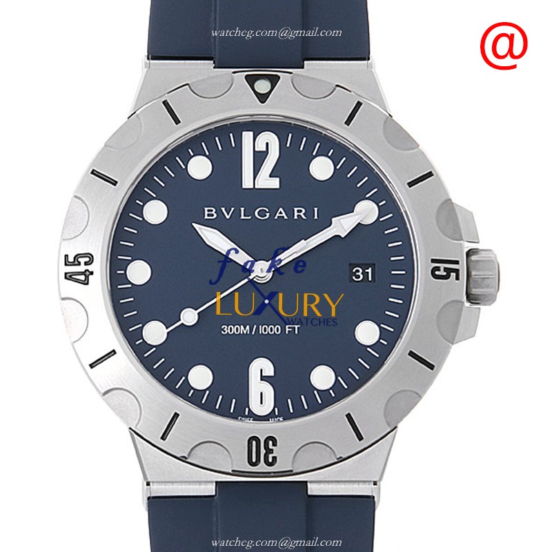 102504 - Bulgari Diagono Replica Watch - Automatic - Blue Dial - Rubber Strap - Luxury Replica Watch