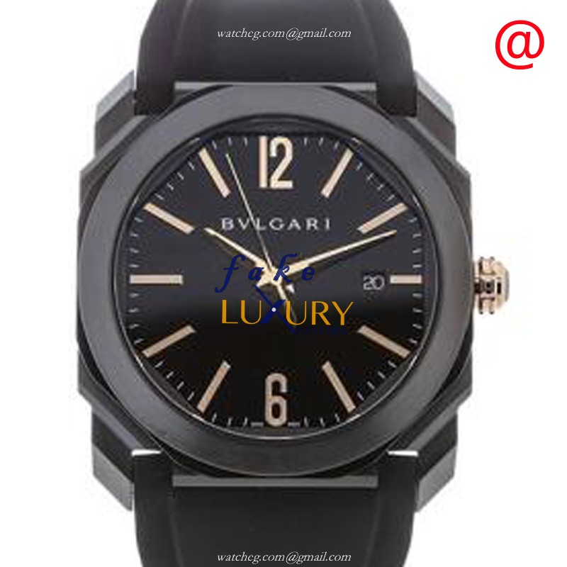 Bulgari 102581 Octo Finissimo Replica Watch Automatic Movement Black Dial Steel Case Rubber Strap - Luxury Replica Watch