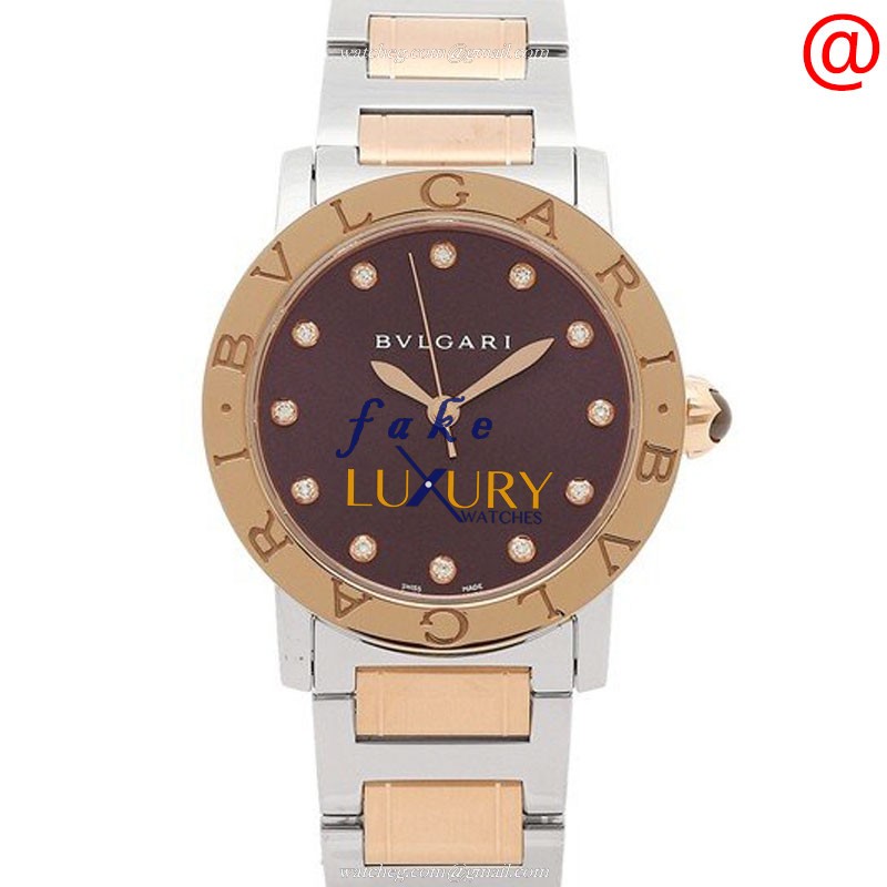 102622 - Bulgari BULGARI Automatic Replica Watch 33mm Deep Purple Dial Rose Gold Steel - Luxury Replica Watch