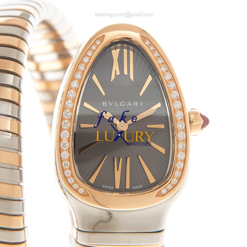 Bulgari Replica Watch 102681 SERPENTI TUBOGAS Quartz 35mm Gray Dial 18kt Rose Gold Steel Bangle - Luxury Replica Watch