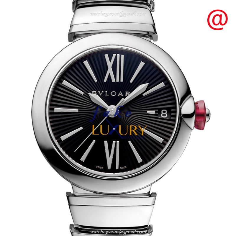 Bulgari 102688 LVCEA Automatic Stainless Steel Replica Watch, Case: 33mm, Dial: Black, Band: Silver - Luxury Replica Watch