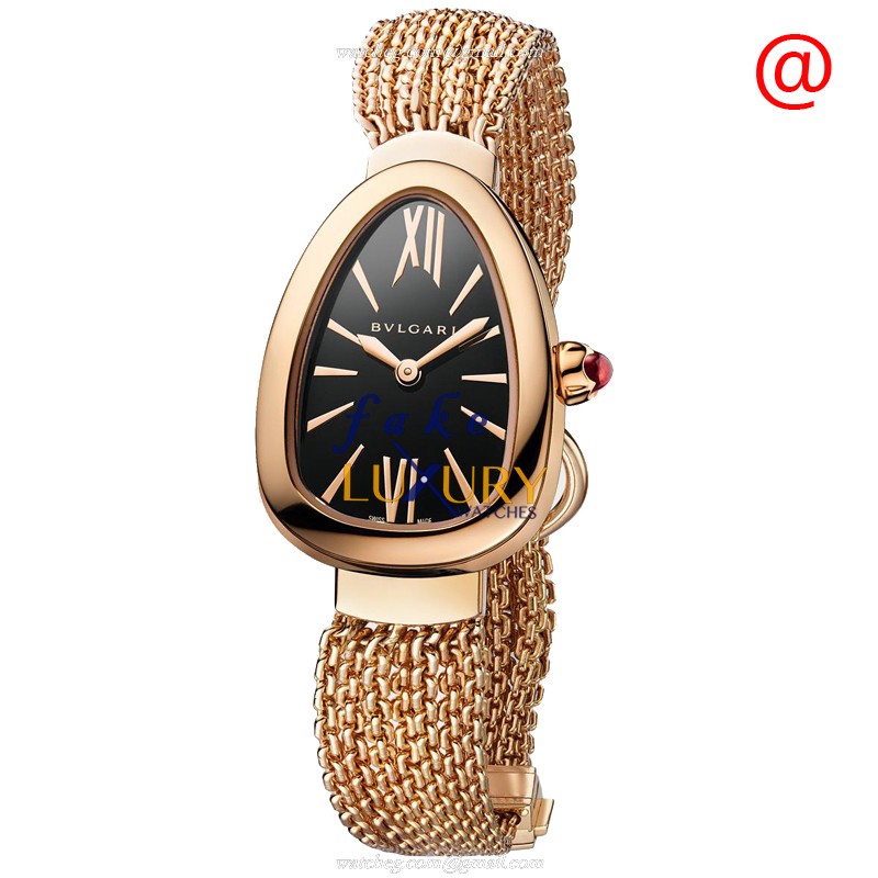 Bulgari 102728 SERPENTI Replica Watch Quartz Movement 18kt Rose Gold Case Black Dial Bangle - Luxury Replica Watch