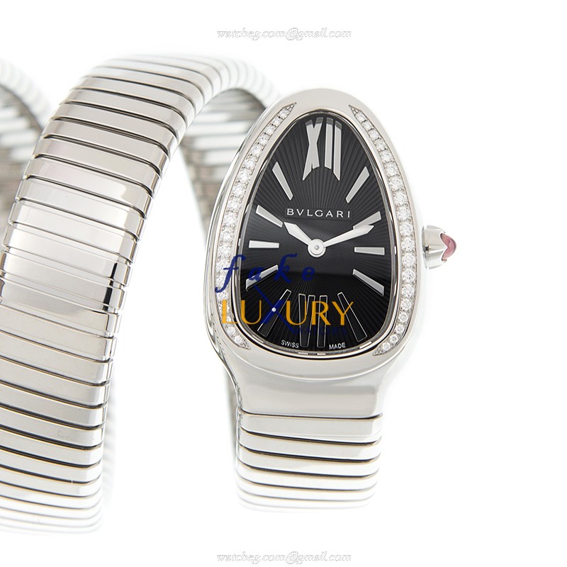 102736 - Bulgari Serpenti Replica Watch - Quartz Stainless Steel - Black Dial - Luxury Replica Watch