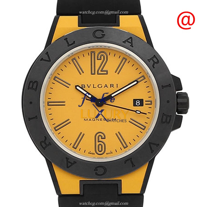 Bulgari Diagono 102762 Automatic Yellow Dial Ceramic Rubber Watch - Luxury Replica Watch