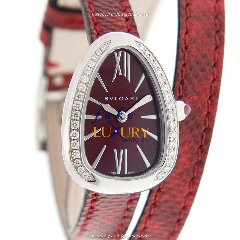 Bulgari 102780 Serpenti Quartz Red Dial Stainless Steel Diamonds Replica Watch - Luxury Replica Watch