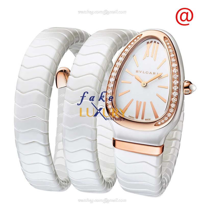 Bulgari 102886 Replica Watch, White Ceramic Rose Gold Case, Quartz Movement - Luxury Replica Watch