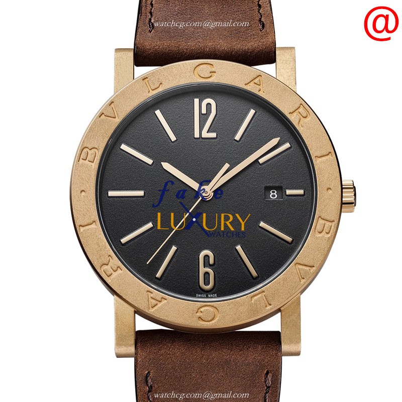 Bulgari 102931 Replica Watch With Bronze Case, Automatic Movement, Black Dial Brown Leather - Luxury Replica Watch