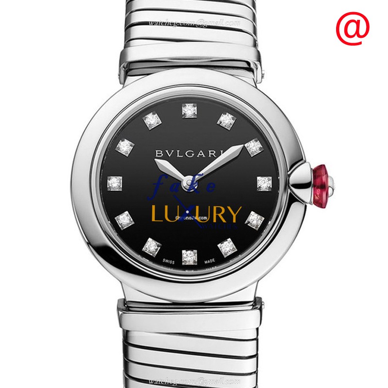 Bulgari 102951 LVCEA Replica Watch with Quartz Movement in Black Dial on Steel Bracelet - Luxury Replica Watch