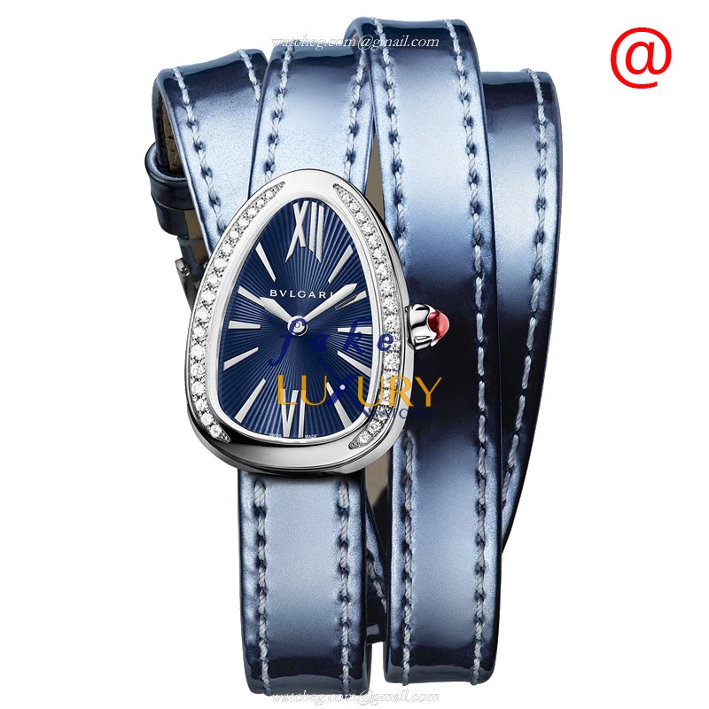 Bulgari 102967 SERPENTI Replica Watch, Quartz Movement, Blue Dial, Steel & Diamonds Case, Leather - Luxury Replica Watch