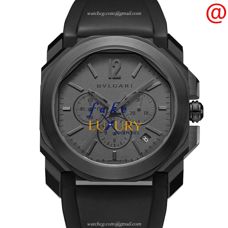 Bulgari Octo Finissimo 103027 - Replica Watch - Automatic - Black Dial - Steel Case - Rubber Strap - Luxury Replica Watch
