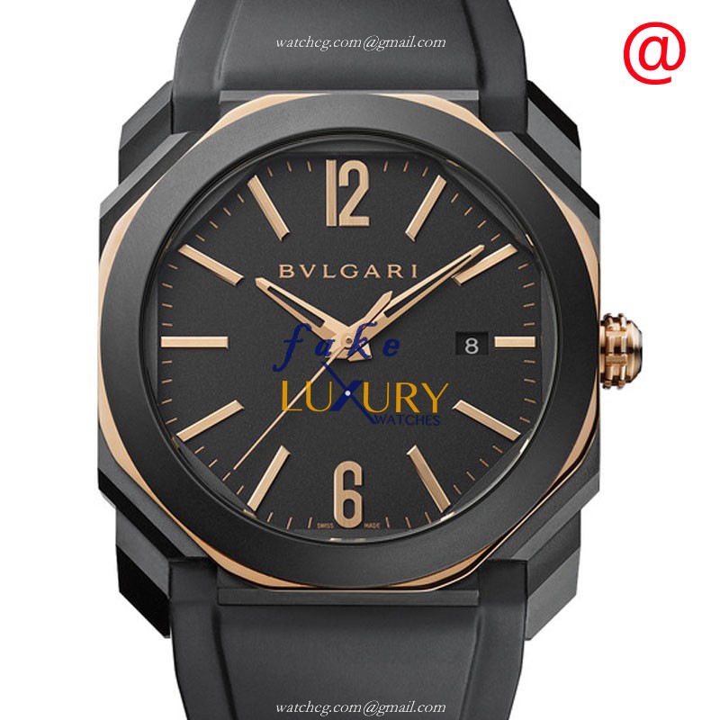 Bulgari Octo Roma 103085 Replica Watch With Automatic Movement, 18kt Rose Gold & Ceramic Case - Luxury Replica Watch