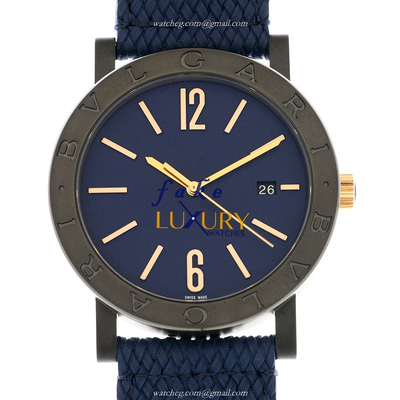 Bulgari BULGARI 103133 Automatic Blue Dial Rubber Strap Steel Replica Watch - Luxury Replica Watch