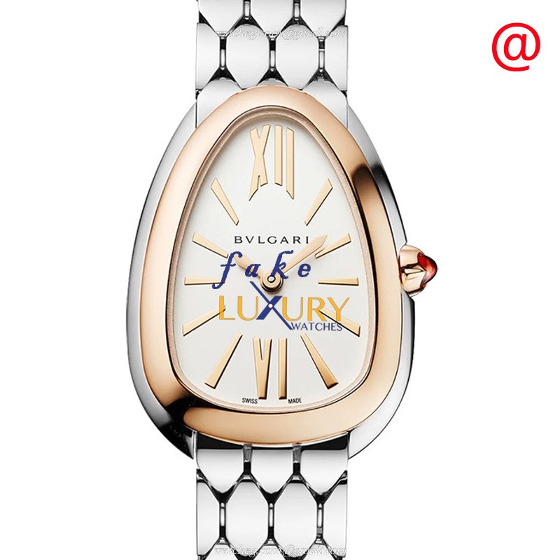 103144 - Bulgari Serpenti Seduttori Replica Watch - Quartz - Rose Gold Steel - White Dial - Luxury Replica Watch