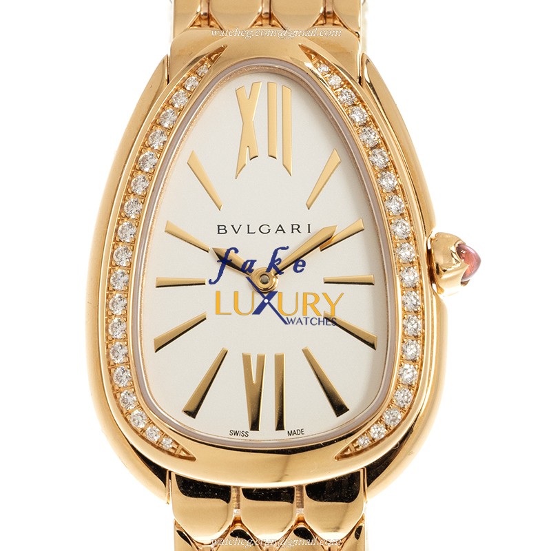 Bulgari 103146 Serpenti Seduttori Quartz 18kt Rose Gold with Diamonds Gold Dial Replica Watch - Luxury Replica Watch