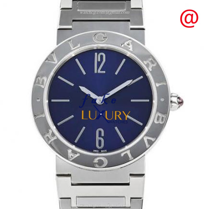103201 - Bulgari ALUMINIUM Replica Watch Quartz Stainless Steel Blue Dial Silver Strap - Luxury Replica Watch
