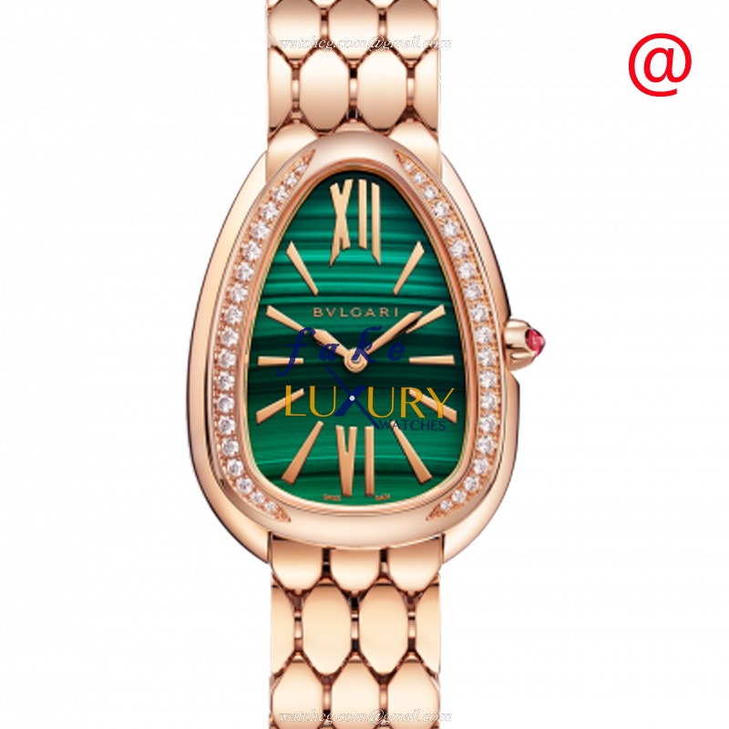 Bulgari 103273 SERPENTI SEDUTTORI Replica Watch, Quartz, 33mm, Green Malachite Dial, 18kt Rose Gold - Luxury Replica Watch