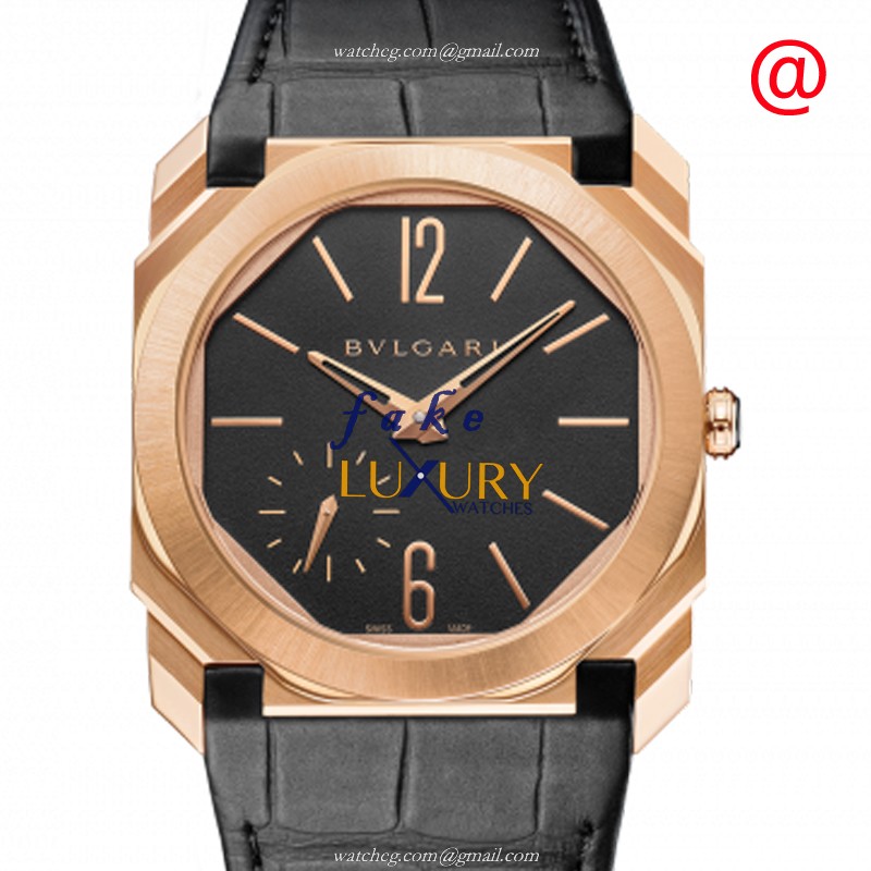 Bulgari Octo Finissimo 103286 - Replica Watch - Automatic - 18kt Rose Gold - Black Dial - Alligator - Luxury Replica Watch