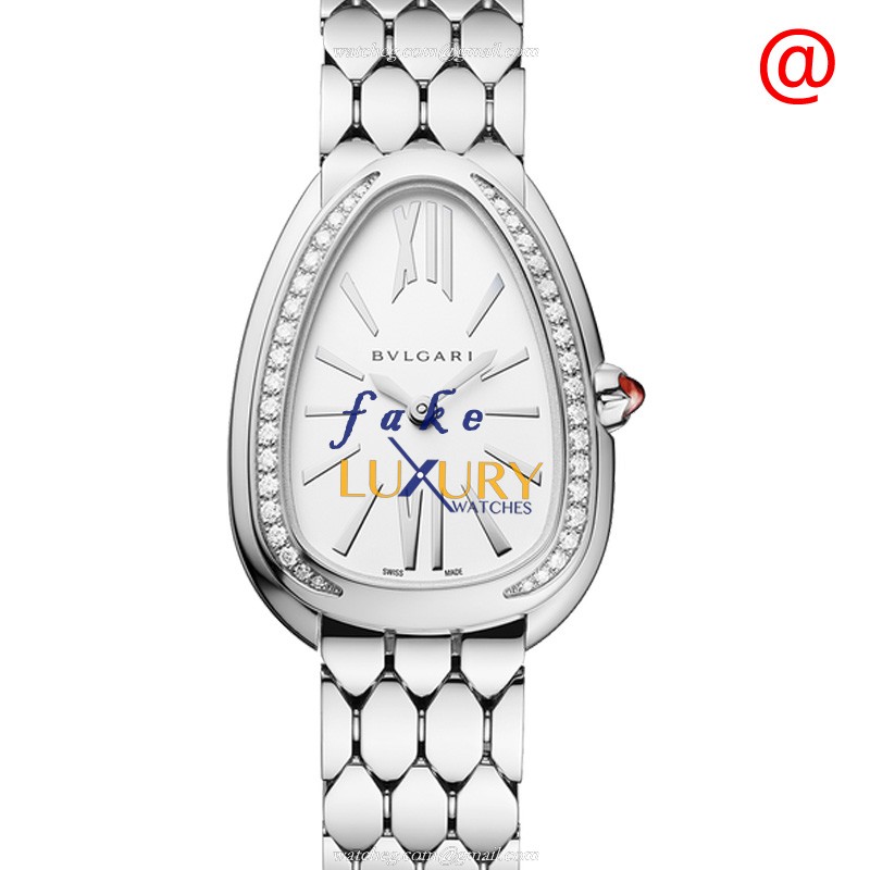 Bulgari 103361 Serpenti Seduttori Replica Watch, Quartz Movement, White Dial, Steel & Diamonds Case - Luxury Replica Watch