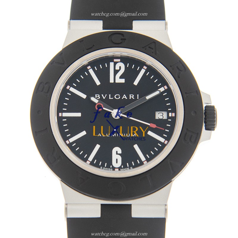 Bulgari 103445 ALUMINIUM Automatic Aluminum Titanium Black Dial Rubber Strap | 103445 | Automatic - Luxury Replica Watch