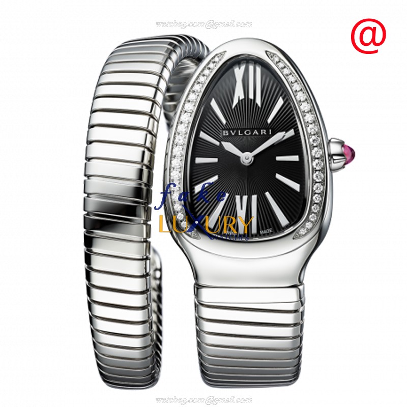 Bulgari 103524 Serpenti Tubogas Replica Watch, Quartz Movement, Black Dial, Stainless Steel & - Luxury Replica Watch