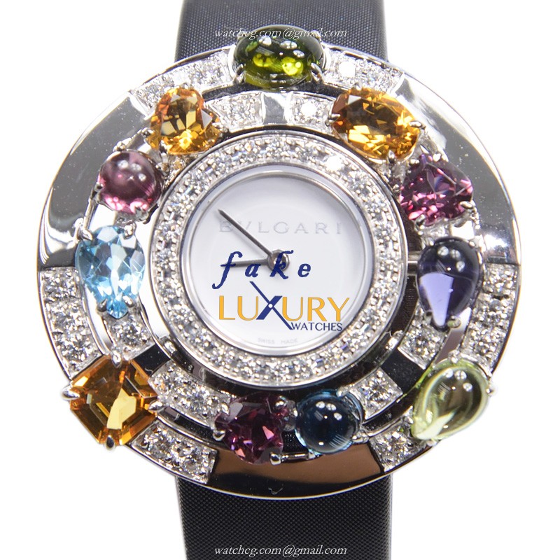 Bulgari ASTRALE AEW36D1CWL Replica Watch in White Gold with Silver Dial on Black Strap - Luxury Replica Watch