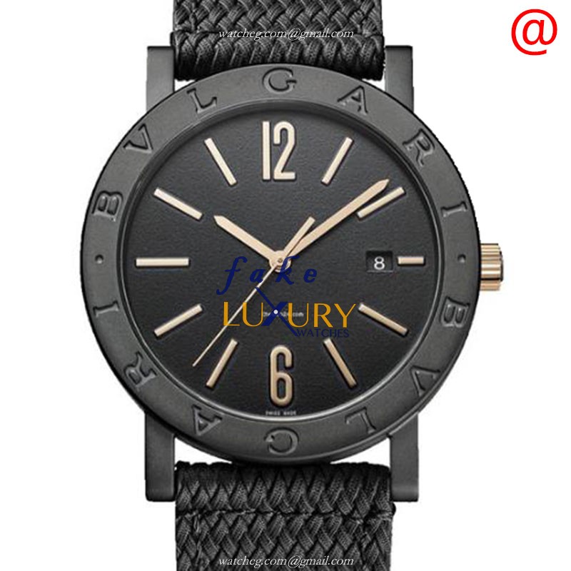 Bulgari BB41BBCLD/MB Replica Watch, Automatic Movement, Black Dial, Steel Case, Rubber Strap - Luxury Replica Watch