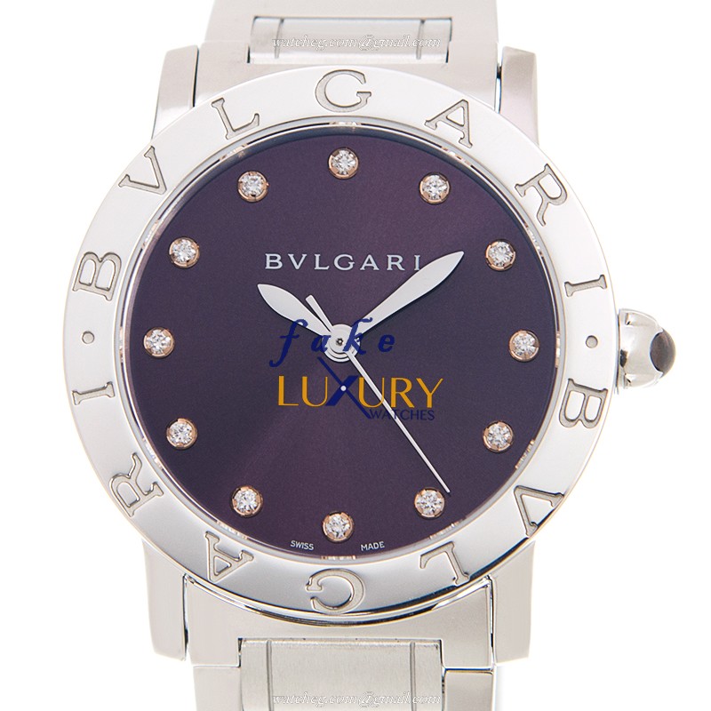 Bulgari BBL33C7SS/12 Automatic Stainless Steel Watch with Purple Dial on Silver Bracelet Replica - Luxury Replica Watch