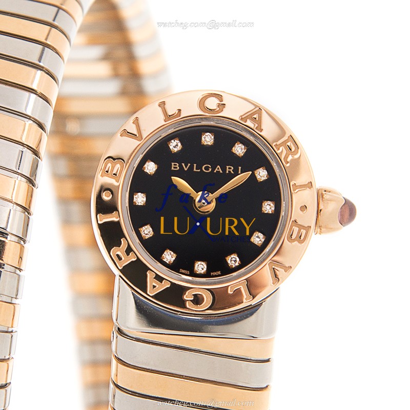 Bulgari BBLP191TSG Replica Watch, 18kt Rose Gold Case, Black Dial, Quartz Bangle - Luxury Replica Watch