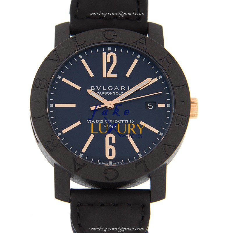 Bulgari BBP40C3CGLD Replica Watch, Automatic Movement, Blue Dial, PVD Titanium Case, Leather Strap - Luxury Replica Watch