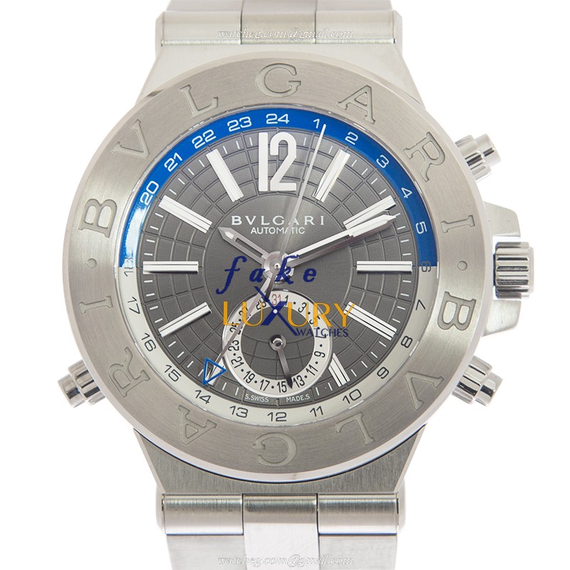 Bulgari DG40C14SSDGMT Diagono Replica Watch, Automatic, Gray Dial, Steel Case - Luxury Replica Watch
