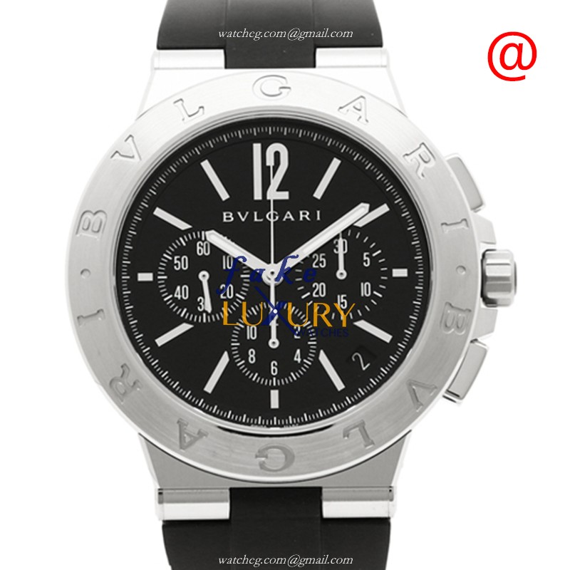 Bulgari Diagono Automatic Stainless Steel Black Dial Rubber Strap DG41BSVDCH-SET-BLK Replica Watch - Luxury Replica Watch