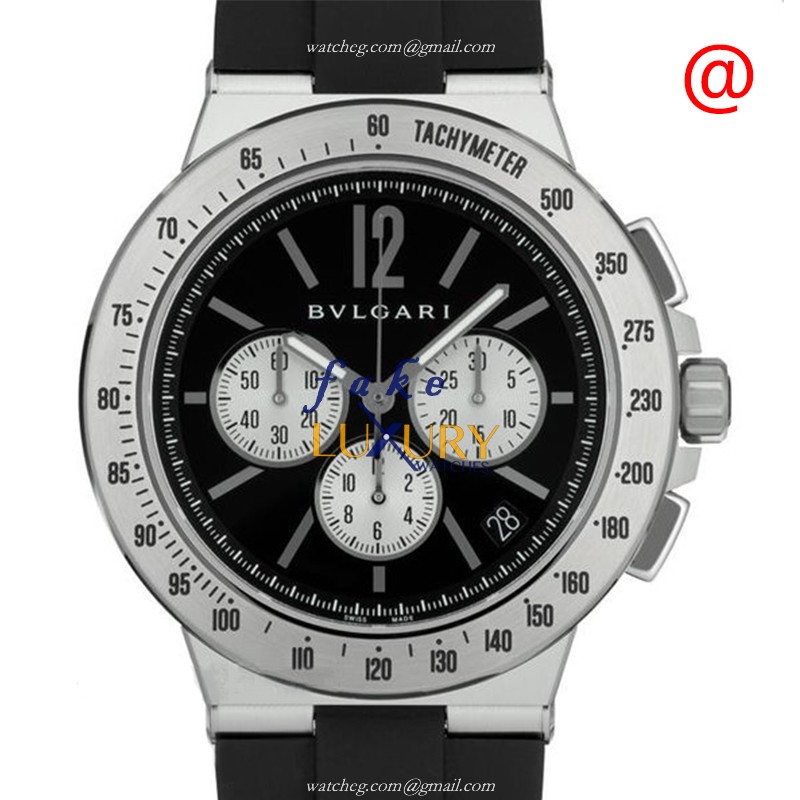 Bulgari Diagono DG41BSVDCHTA Automatic Stainless Steel Black Dial Rubber Strap Replica Watch - Luxury Replica Watch