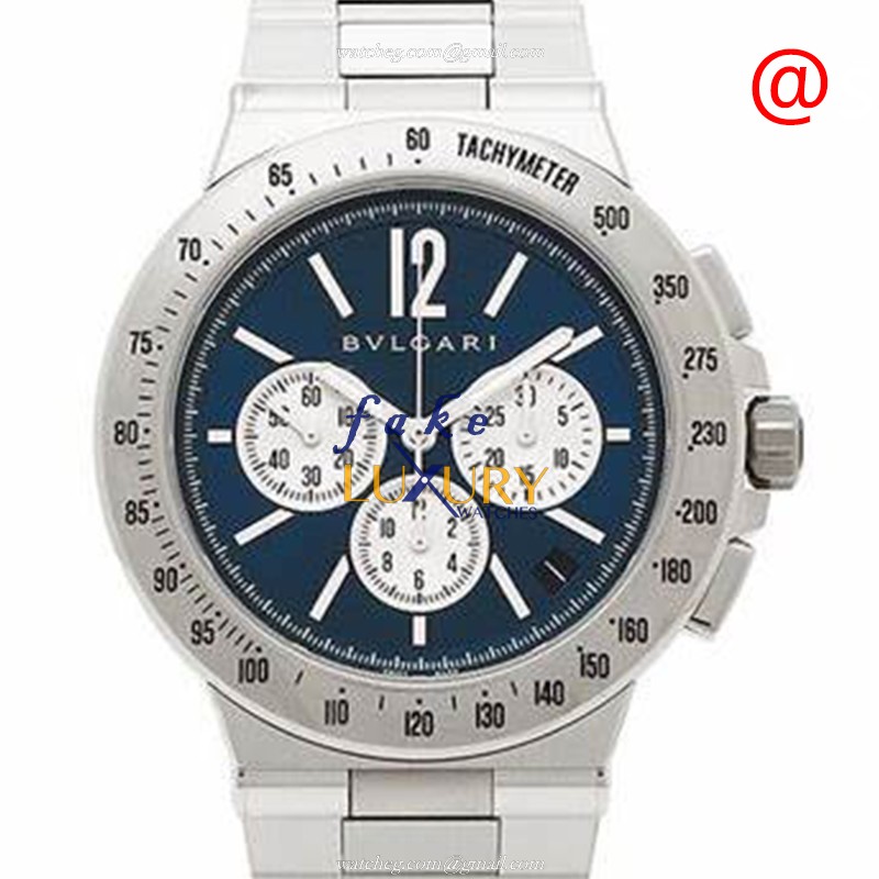 Bulgari DG41C3SSDCHTA Diagono Replica Watch With Blue Dial, Stainless Steel Bracelet, Automatic - Luxury Replica Watch