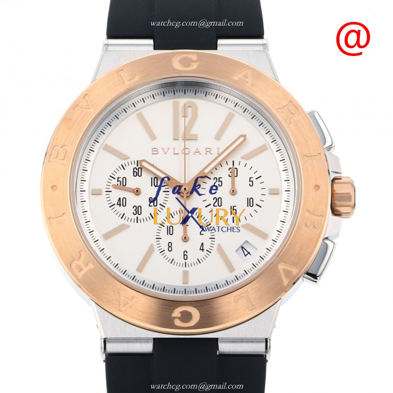 Bulgari Diagono Replica Watch DG41WSPGVDCH-SET-BRW, Automatic White Dial Rose Gold Steel Case - Luxury Replica Watch