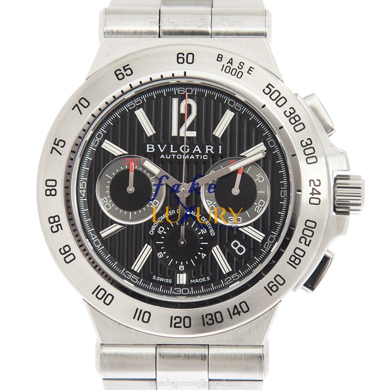 Bulgari DP42BSSDCH Diagono Professional Automatic Replica Watch, Black Dial Steel Case - Luxury Replica Watch