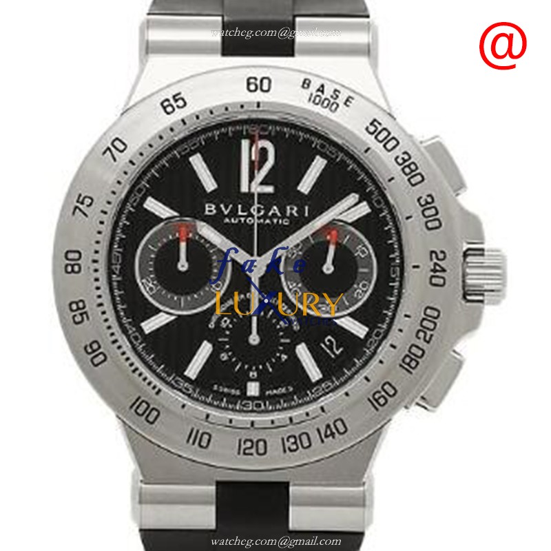 Bulgari DP42BSVDCH Diagono Replica Watch, Automatic, Black Dial, Steel Case, Rubber Strap - Luxury Replica Watch