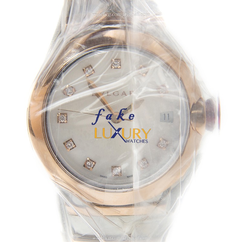 Bulgari LU36WSPGSPGD/11 Replica Watch With Automatic Movement, White Mother of Pearl Dial On 18kt - Luxury Replica Watch