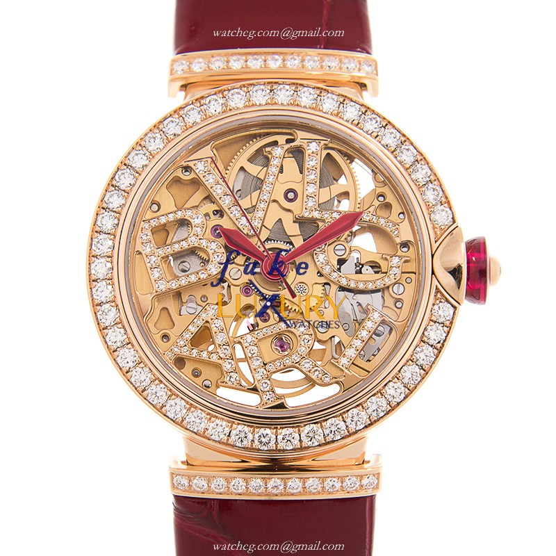 Bulgari LVCEA LUP33SKGDL Automatic 18kt Rose Gold Diamonds Red Alligator Replica Watch - Luxury Replica Watch