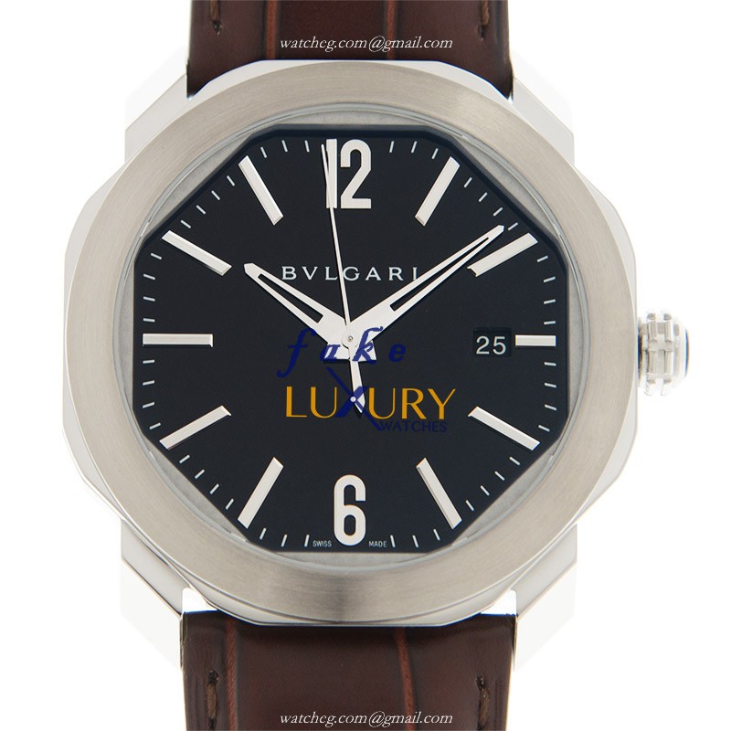 Bulgari OC41C1SLD Octo Roma Automatic Stainless Steel Brown Alligator Strap Replica Watch - Luxury Replica Watch