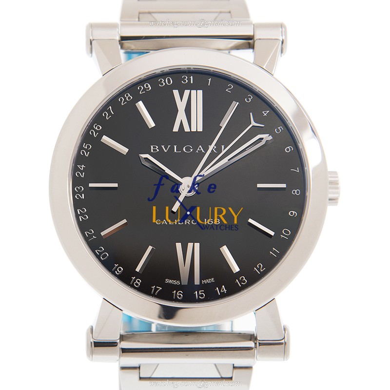 Bulgari SB43BSSD SOTIRIO Automatic Stainless Steel Replica Watch, 43mm Case, Black Dial, Silver - Luxury Replica Watch