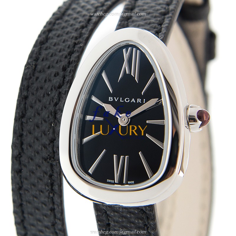 Bulgari Serpenti 102782 - Replica Watch - Quartz - Stainless Steel - Black Dial - Water Snake Strap