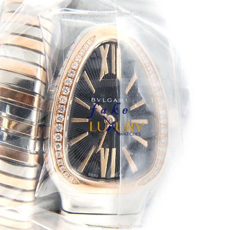 Bulgari SERPENTI SP35BSPGD.1T Quartz 18kt Rose Magic Diamond Black Dial Replica Watch - Luxury Replica Watch