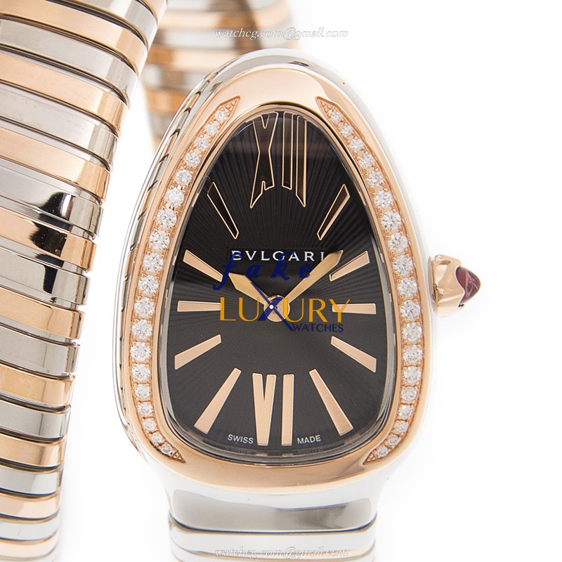 Bulgari SP35BSPGD.2T Serpenti Replica Watch, Quartz Movement, Black Dial, Rose Gold & Diamond Case - Luxury Replica Watch