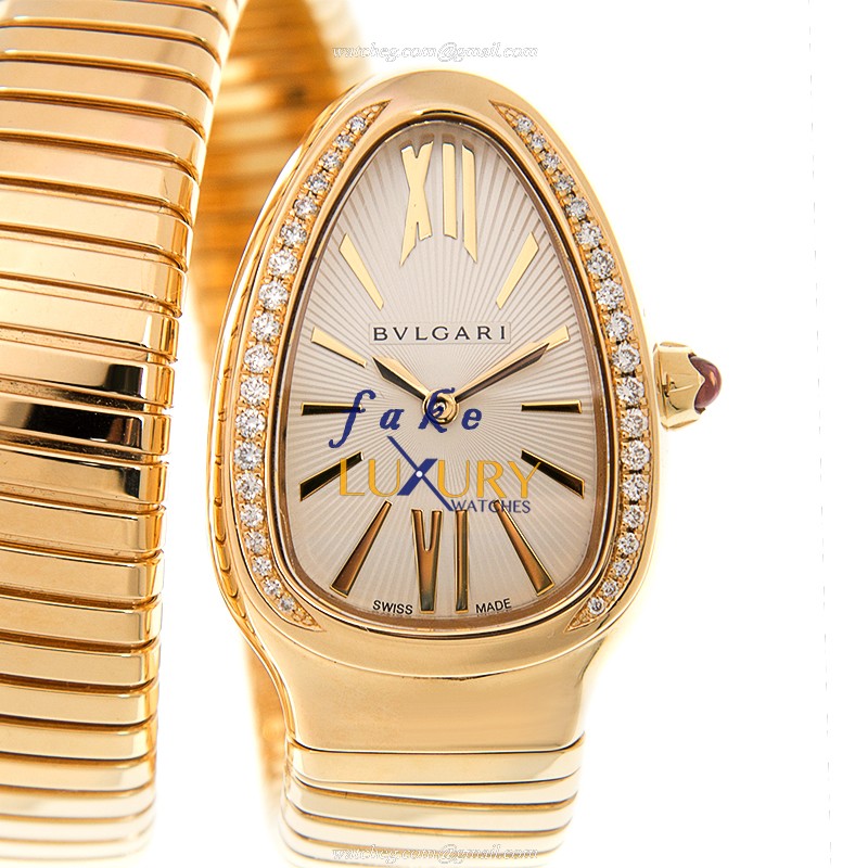 SP35C6GDG.2T - Bulgari Serpenti Replica Watch 35mm Quartz 18kt Yellow Gold Silver Dial - Luxury Replica Watch