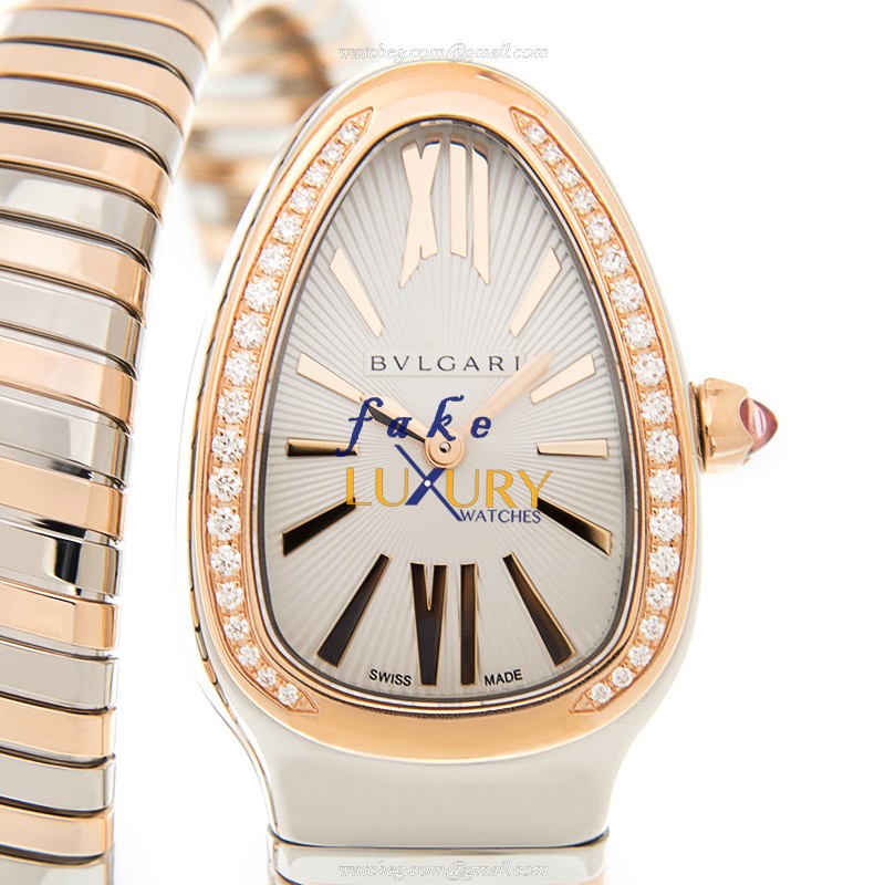 Bulgari SP35C6SPGD.IT Serpenti - Replica Watch - Quartz - 18kt Rose Gold & Steel - Silver Dial - Luxury Replica Watch